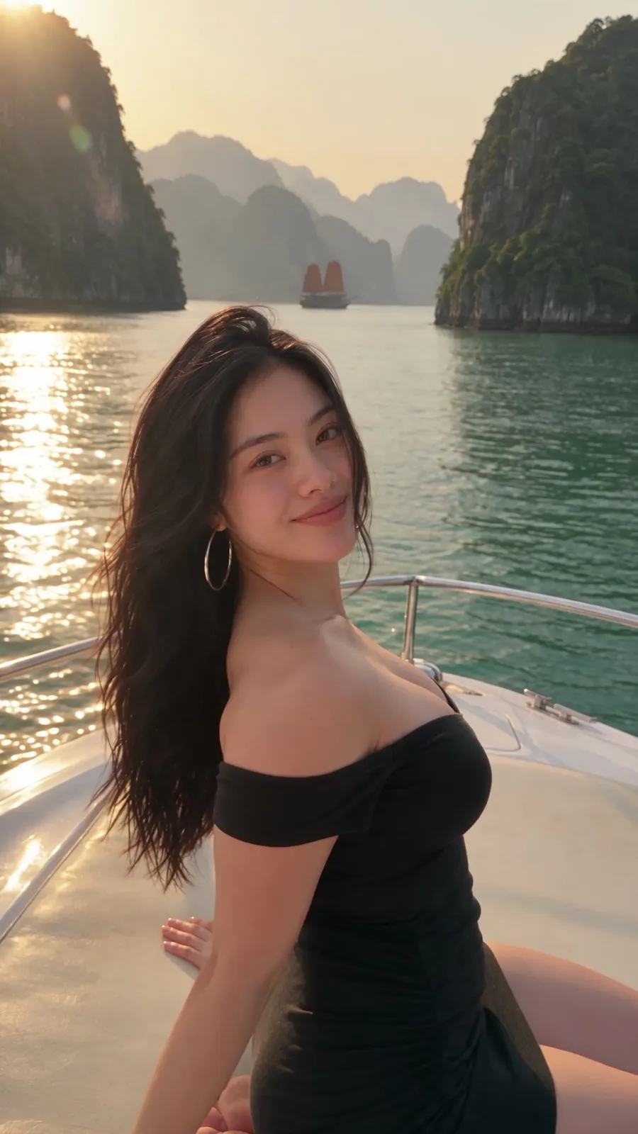 Melody on a boat in Ha Long Bay